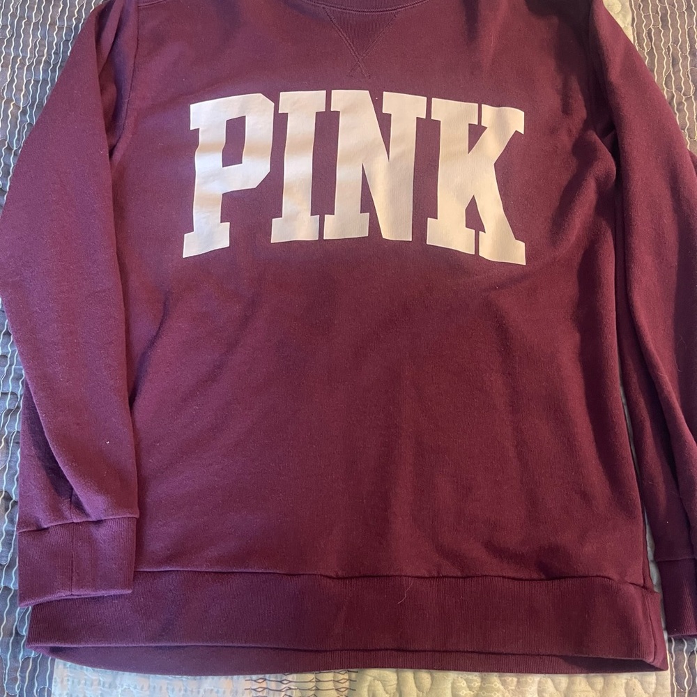 Victoria's Secret Red and White Crew Neck Sweater
